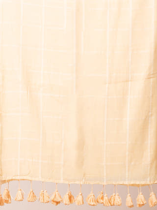 Pure Cotton Checkered Saree | Yellow Ocau