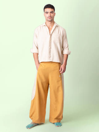 Mustard Tipa Flowy Pants with Side Panel