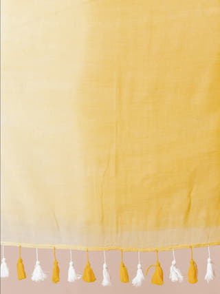 Sunshine Sprinkle Pure Cotton Solid Shaded Saree With Tassels  Without Blouse Piece