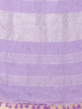 Linen Solid Saree with Zari Purple OCAU