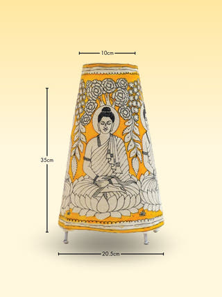 Black & White Hand Painted Tholu Bommalata Table Lamp