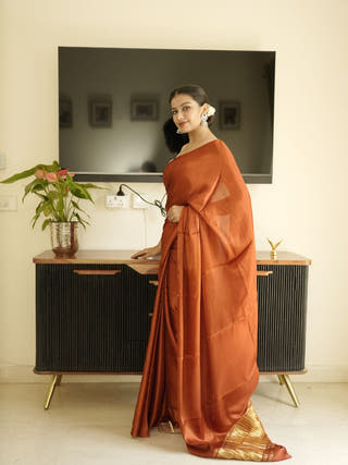 Brown Modal Silk Saree