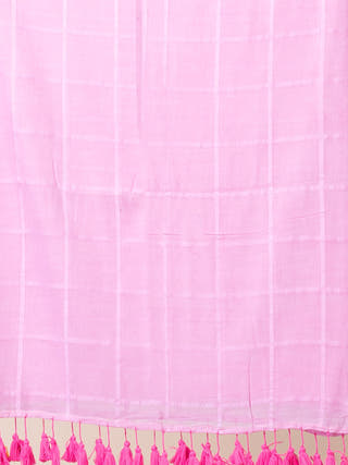 Pure Cotton Checkered Saree | Pink Ocau