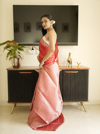 Red-Gold Banarasi Silk Saree