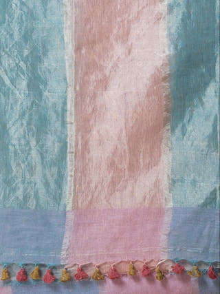 Cupcake Clouds Pure Linen Multicolor Saree  Without Blouse Piece