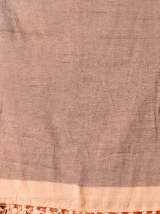 Beige Pop Stripes Pure Cotton Saree With Jacquard Border | Beige & Black