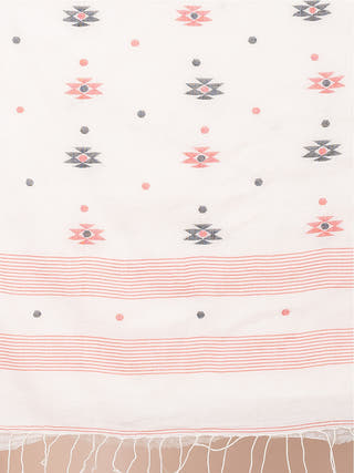 Jamdani Motifs Cotton Saree Offwhite OCAU