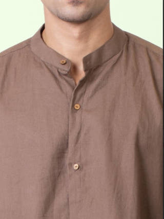 Brown Taube Mandarin Collar Shirt