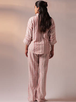 Batweave Shirt Pant Set Wine and White