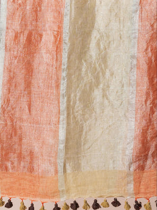 Meadow Mist Pure Linen Multicolor Saree  Without Blouse Piece