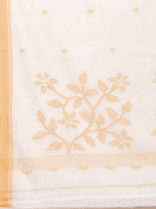 Cotton Saree With Jamdani Motifs Offwhite OCAU