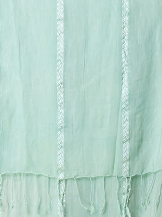 Gleam and Glam Pure Cotton Saree With Zari Stripes Without Blouse Piece II Turquoise