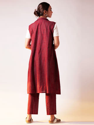 Quad Blazer Pant Set Maroon