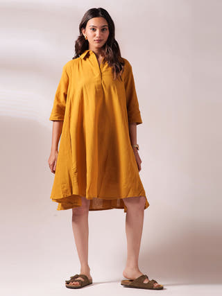 Sunset Free Size Dress Mustard