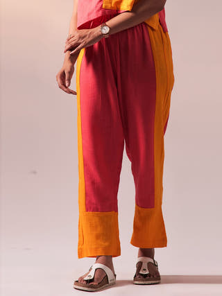 Half n Half Top Pant Set Fuschia