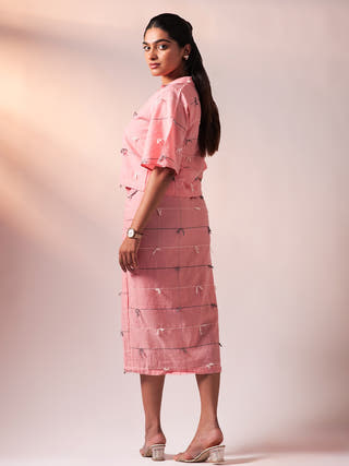 Knotty Top Skirt Set Pink