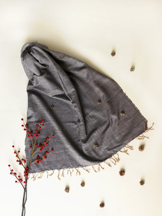 Silk Scarf In Brown And Grey Arras