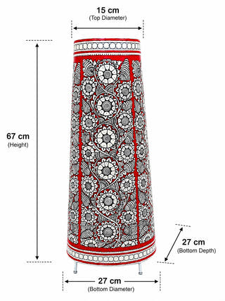 Peacock Paisley Handcrafted Leather Floor Lamp - Dimensions