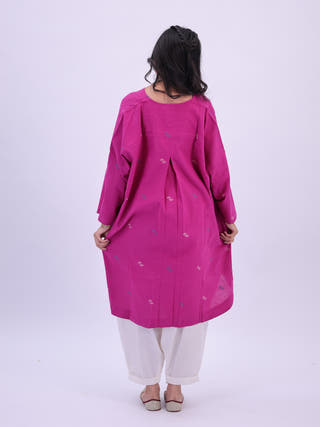 Rumi Handloom Cotton Magenta Pink Jamdani Kurta