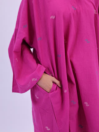 Rumi Handloom Cotton Magenta Pink Jamdani Kurta