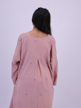 Rumi Handloom Cotton Ice Pink Jamdani Kurta