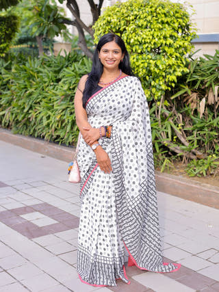 Shipra Sanganeri Hand Block Printed Pure Cotton Saree