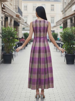 Hannah Checkered Cotton Maxi Dress