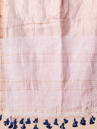 Lavender Dream - Pure Linen Saree With Zari Border Without Blouse Piece