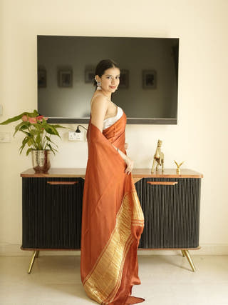 Brown Modal Silk Saree