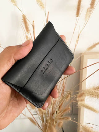 Greece Black Flap Wallet