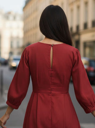 Emma Red Cotton Midi Dress