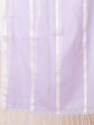 Gleam & Glam | Pure Cotton Saree With Zari Stripes | Lavender Ocau