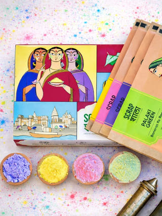 Holi Milan Gulaal Box | Four Packs of Natural Gulaal | Handmade in Banaras
