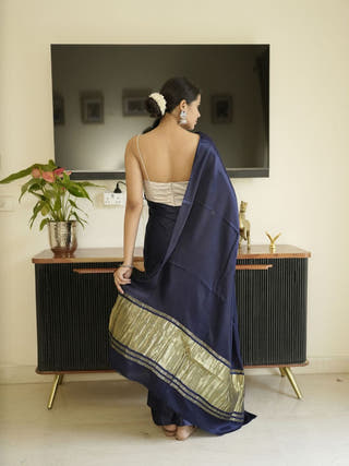 Navy Blue Modal Silk Saree