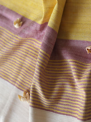 Silk Scarf With Yellow And Pink Stripes In White Arras