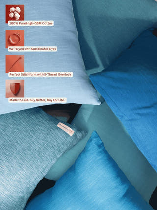 Corsica Powder Blue Cotton Cushion Cover