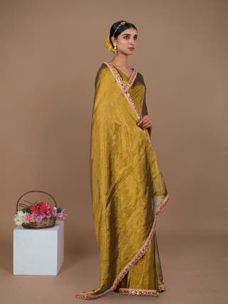 Swarnima Golden Handwoven Tissue Saree