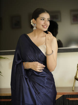 Navy Blue Modal Silk Saree