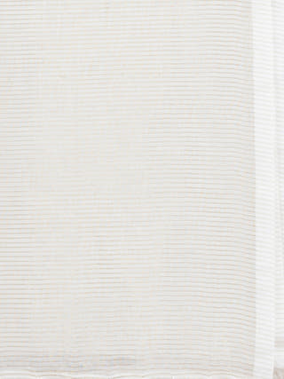 Snow Veil Pure Cotton Striped Saree With Metallic Zari Ocau 