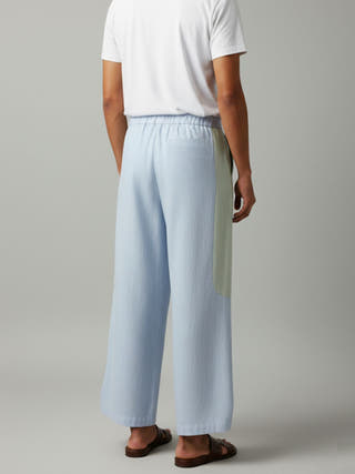 Tipa - Baby Blue Flowy Pants with Side Panel