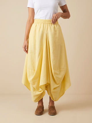 Hary- Butter Yellow Draped Harem Skirt
