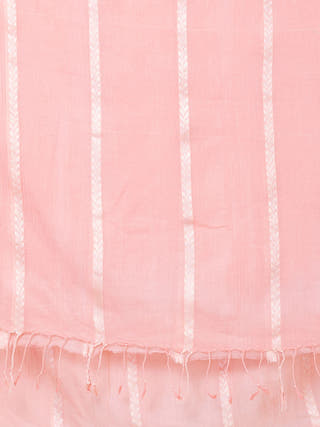 Gleam & Glam Cotton Zari Saree Coral OCAU