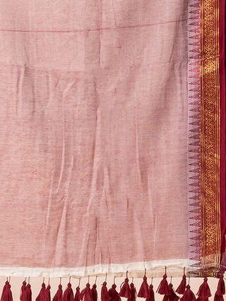 Ruby Glow - Pure Cotton Saree With Kanchi Border Without Blouse Piece