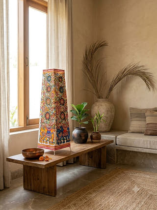 Elephant Flower Tholu Bommalata Floor Lamp