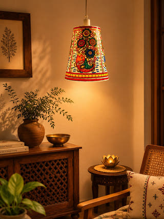 Handcrafted Tholu Bommalata Blossom Fish Hanging Lamp