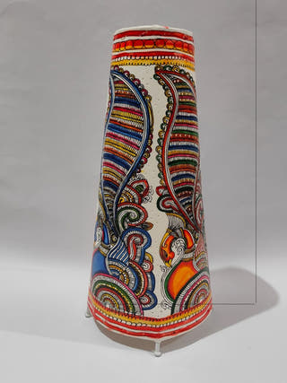 Peacock Hand Painted Leather Lamp