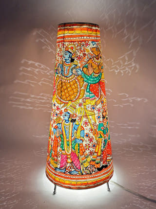Dashavathar Hand Painted Table Lamp - Multicolor