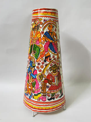 Dashavathar Hand Painted Table Lamp - Multicolor