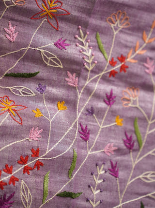 Lavender Whisper Handwoven Linen Saree