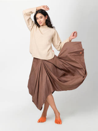 Brown Hary Draped Harem Skirt